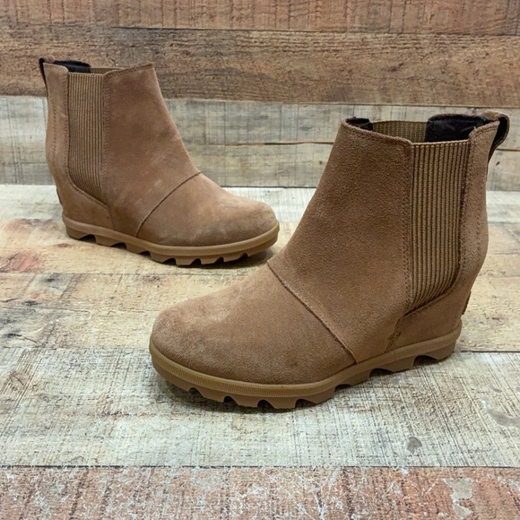 Sorel Shoes - Sorel Boots Womens Size 8 39 Brown Suede Ankle Chelsea Wedge Pull On NL3876-242